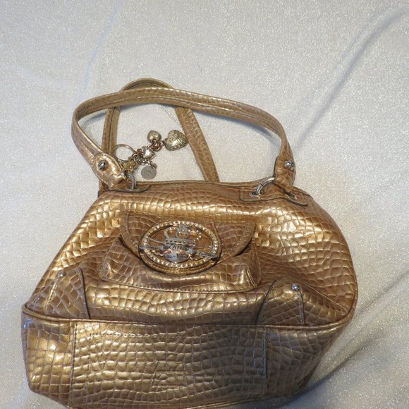 Kathy Van Zeeland Bags Kathy Van Zeeland Gold Textured Vinyl Purse Satchel Handbag Poshmark
